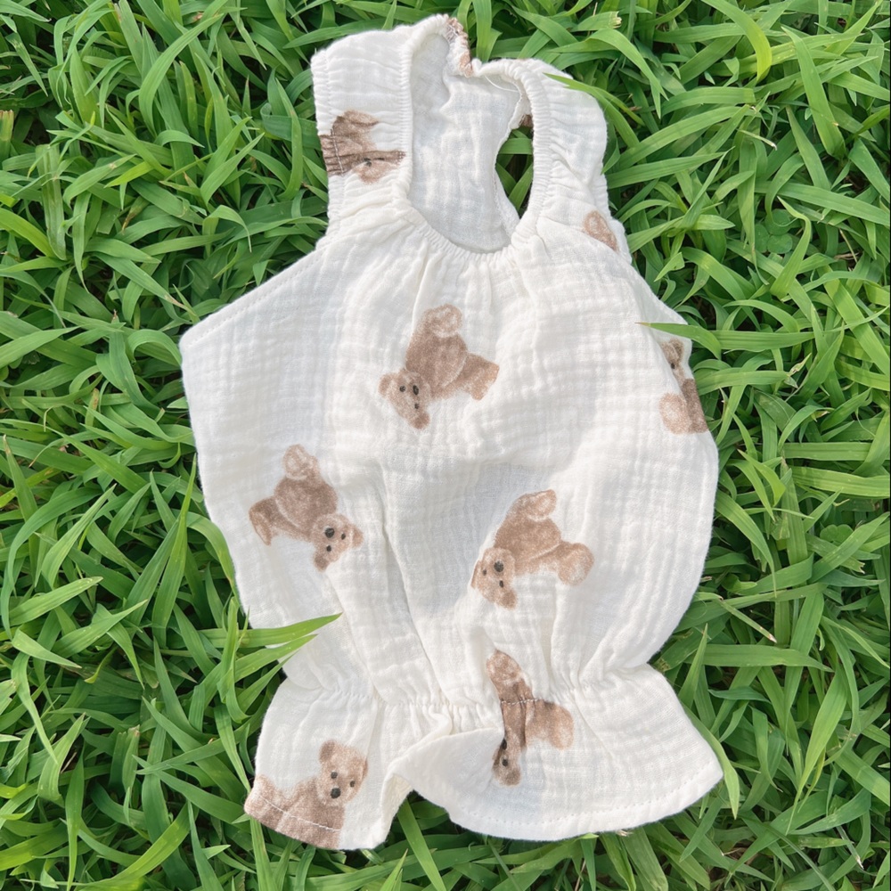 Cute Dog Clothes White With Teddy Bears